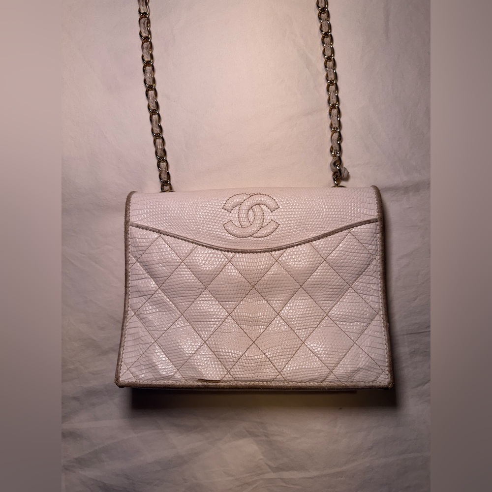 Authentic Chanel classic white caviar bag